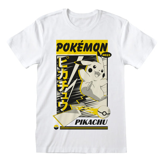 White - Front - Pokemon Unisex Adult Pikachu Katakana T-Shirt