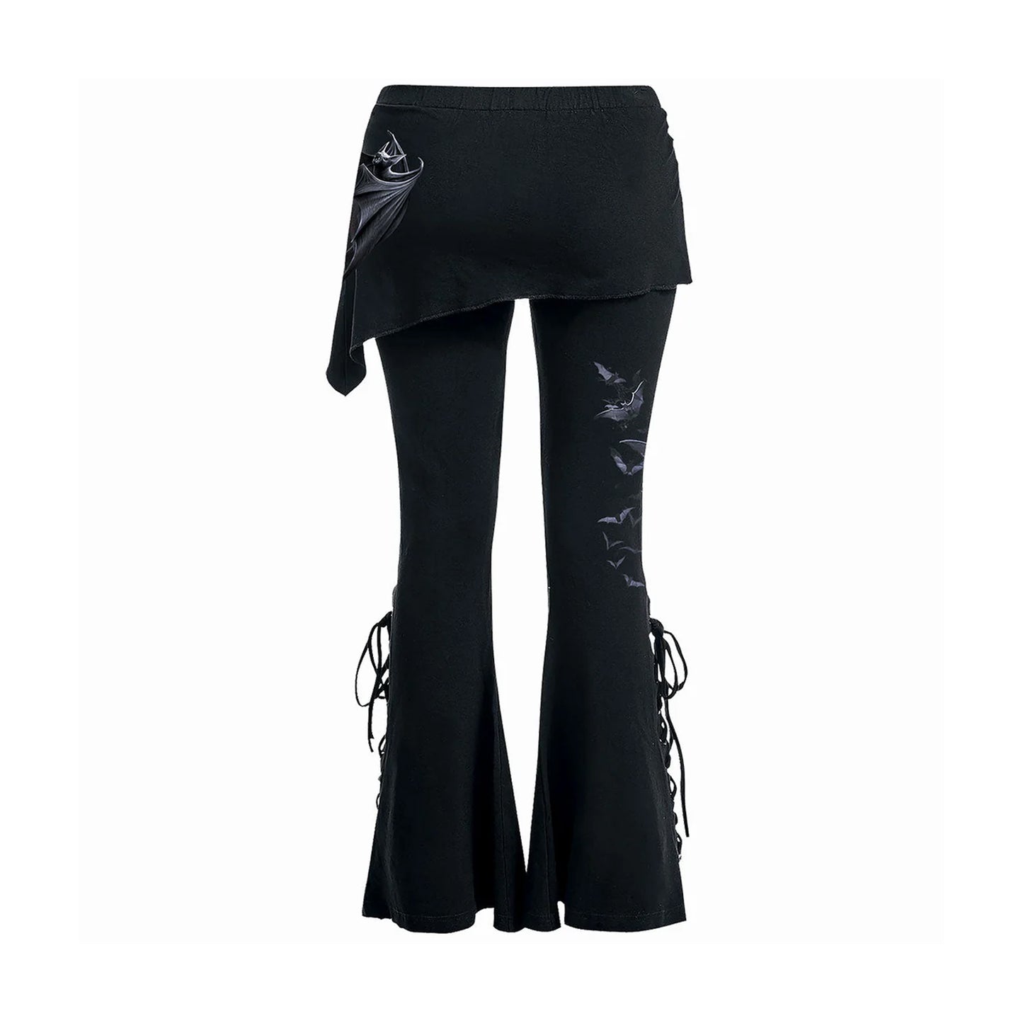 Black - Back - Spiral Direct Womens-Ladies Hearts Skirted Bootcut Leggings