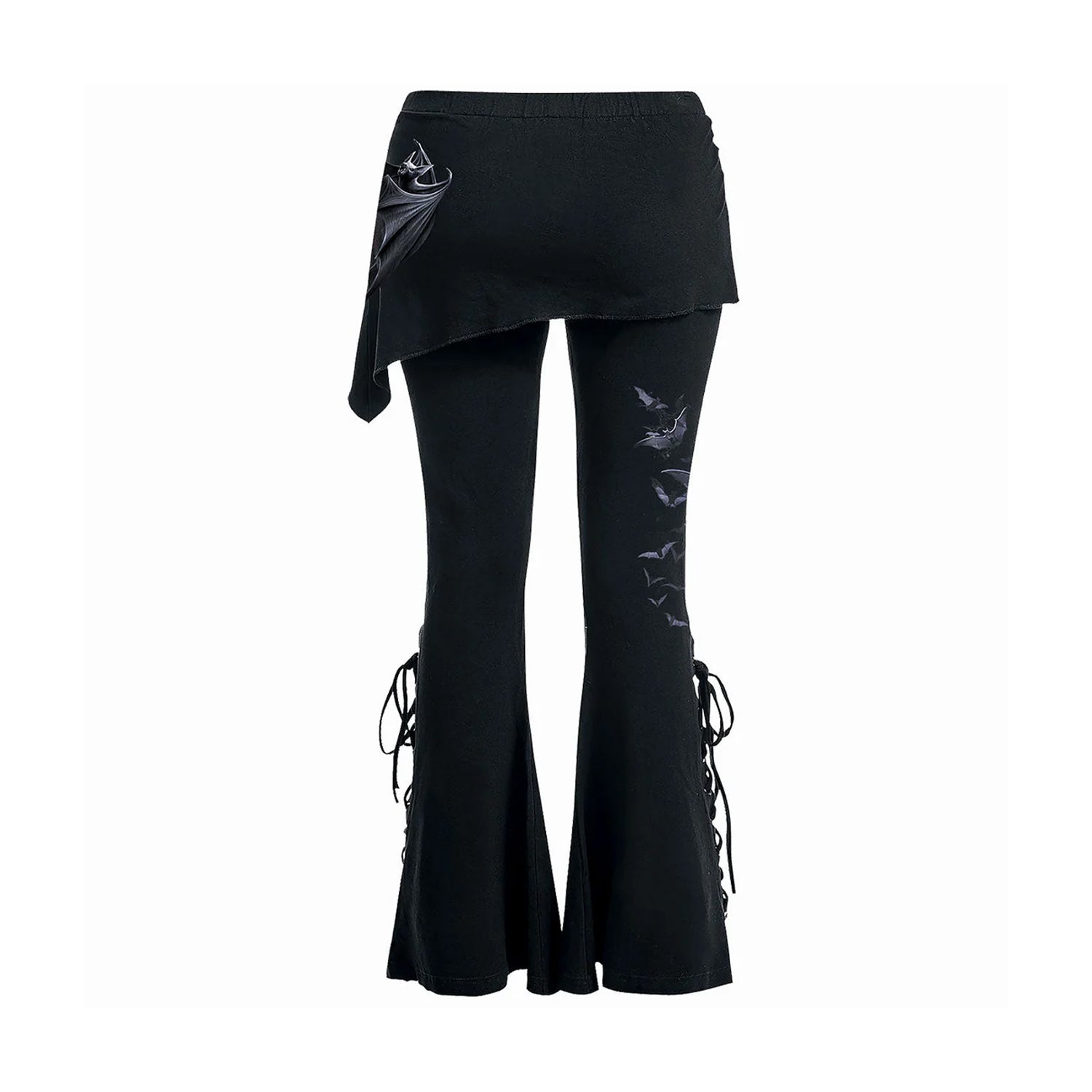 Black - Back - Spiral Direct Womens-Ladies Hearts Skirted Bootcut Leggings
