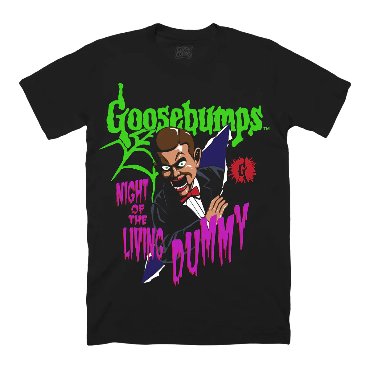 Black - Front - Goosebumps Unisex Adult Night Of The Living Dummy T-Shirt