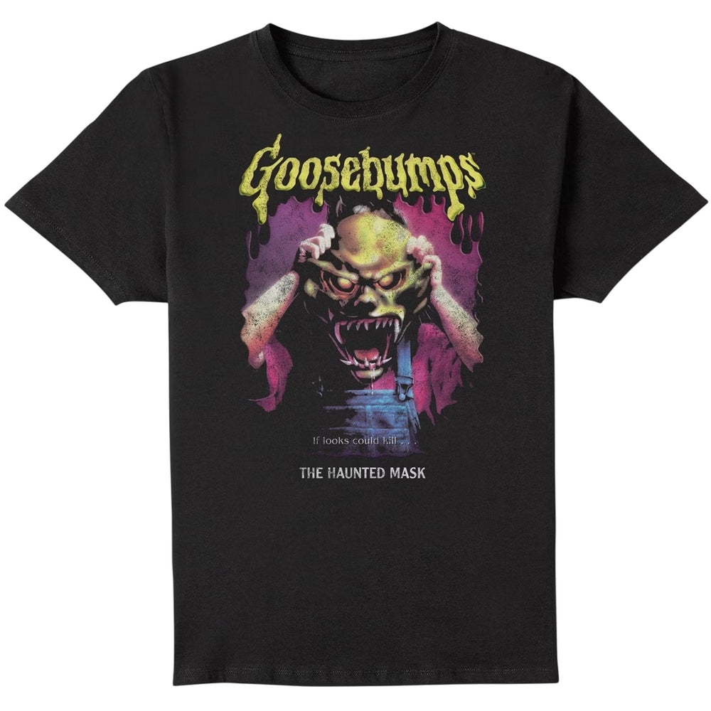 Black - Front - Goosebumps Unisex Adult The Haunted Mask T-Shirt