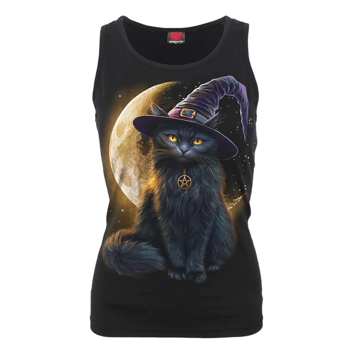 Black - Front - Spiral Womens-Ladies Familiar Magic Razor Back Tank Top