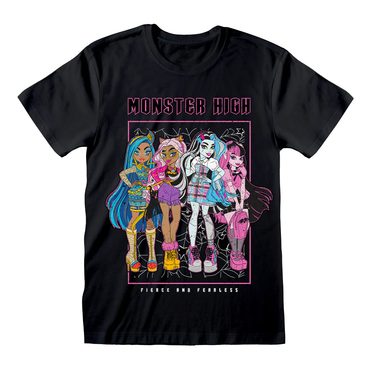 Black - Front - Monster High Unisex Adult Fierce And Fearless T-Shirt