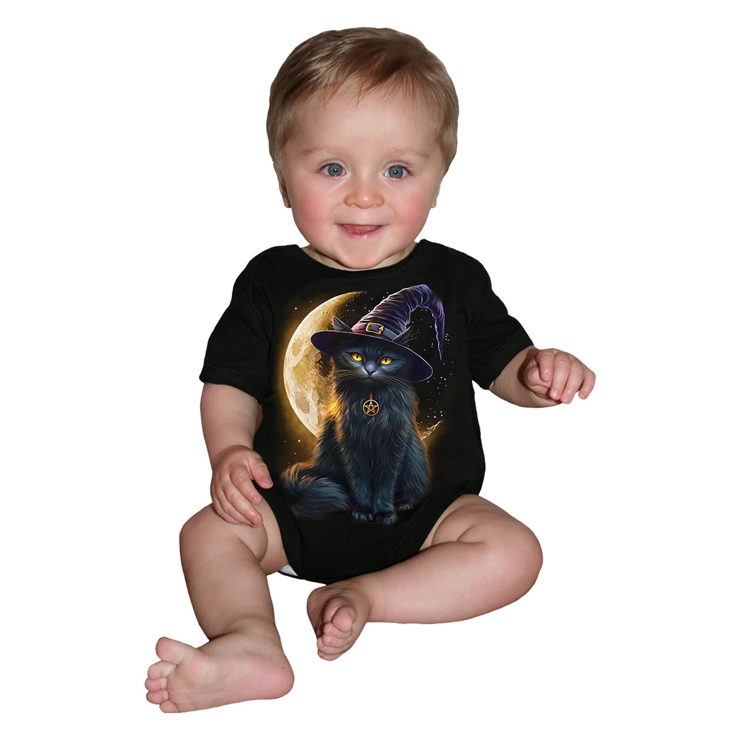Black - Back - Spiral Baby Familiar Magic Sleepsuit