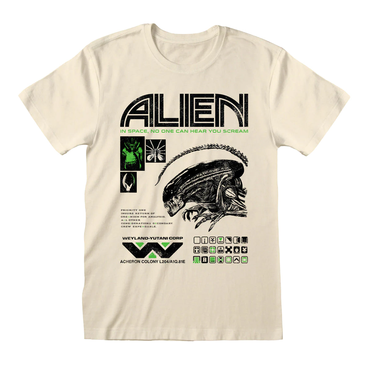 Natural - Front - Alien Unisex Adult Icons T-Shirt