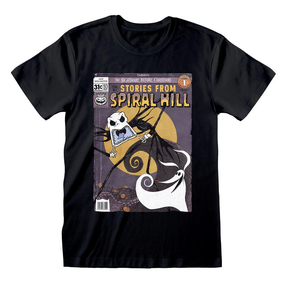 Black - Front - Nightmare Before Christmas Unisex Adult Spiral Hill T-Shirt