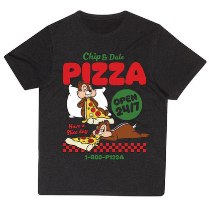 Heather Black - Front - Chip ´N´ Dale Unisex Adult Pizza T-Shirt