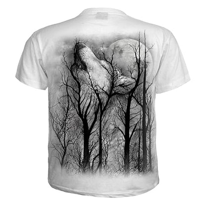 White - Back - Spiral Unisex Adult Forest Wolf T-Shirt