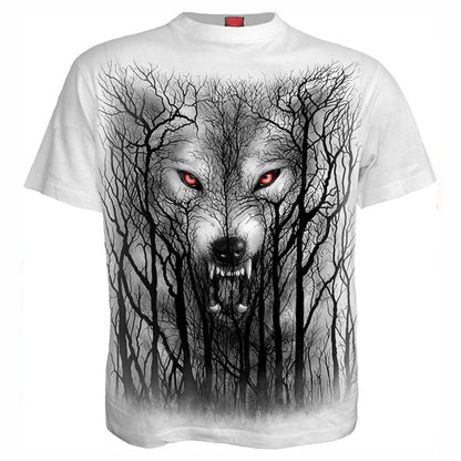White - Front - Spiral Unisex Adult Forest Wolf T-Shirt