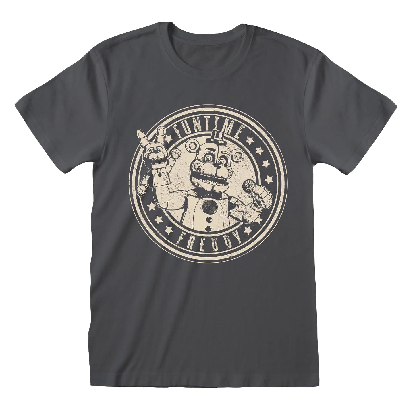 Charcoal - Front - Five Nights At Freddys Unisex Adult Funtime Freddy Distressed T-Shirt