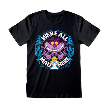 Black - Front - Alice In Wonderland Unisex Adult We´re All Mad Here T-Shirt