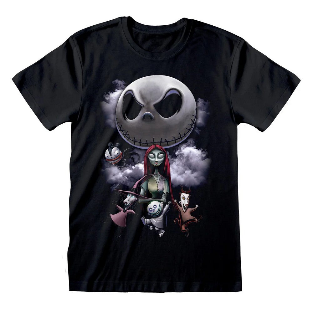Black - Front - Nightmare Before Christmas Unisex Adult Montage T-Shirt