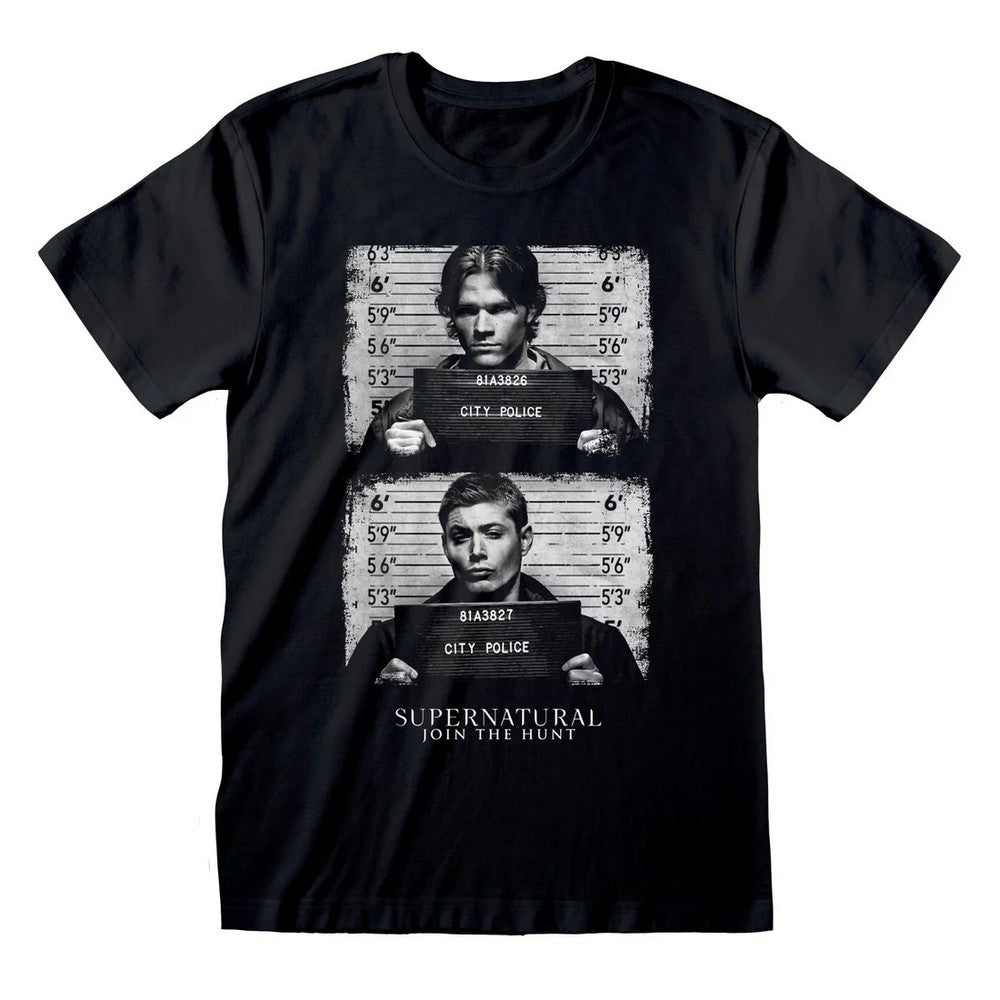 Black - Front - Supernatural Unisex Adult Line Up T-Shirt