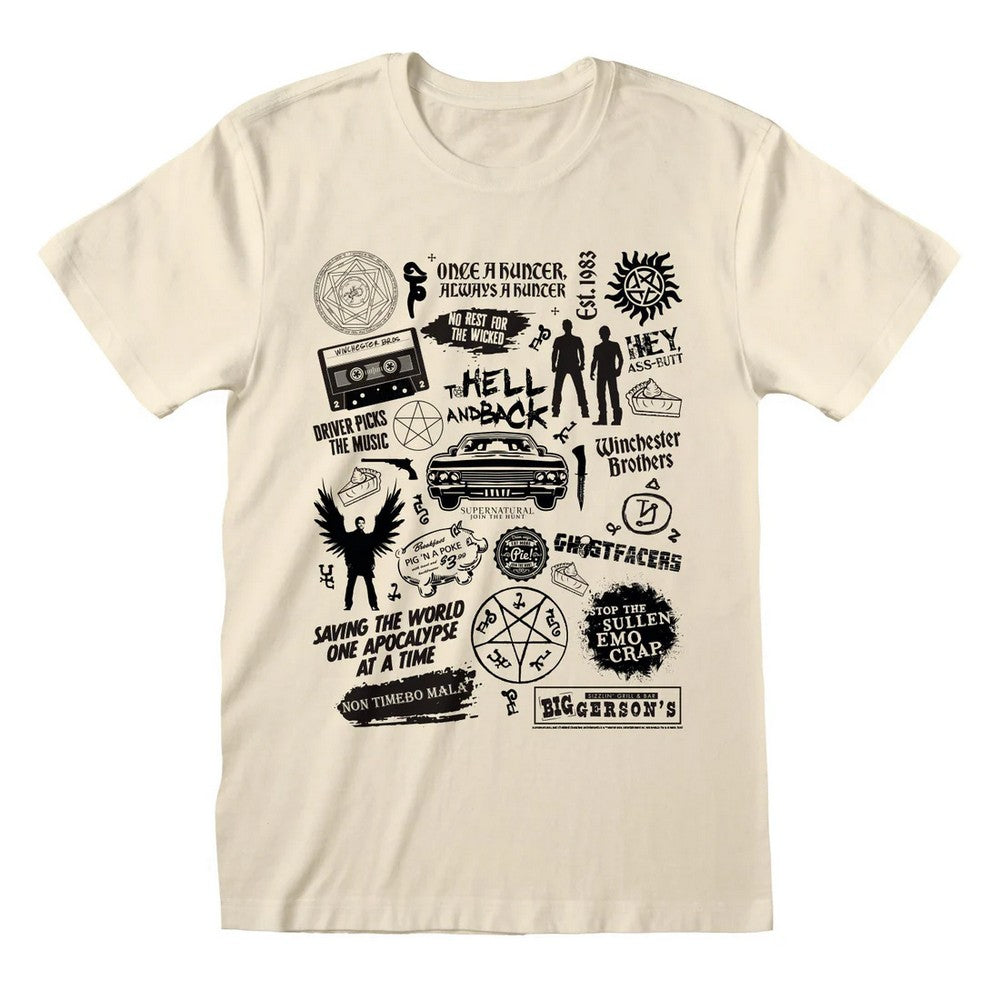 Natural - Front - Supernatural Unisex Adult Icons T-Shirt