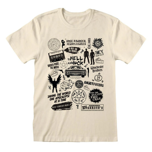 Natural - Front - Supernatural Unisex Adult Icons T-Shirt