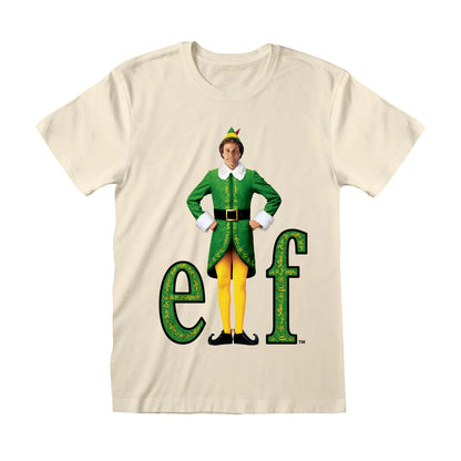 Natural - Front - Elf Unisex Adult Happy T-Shirt