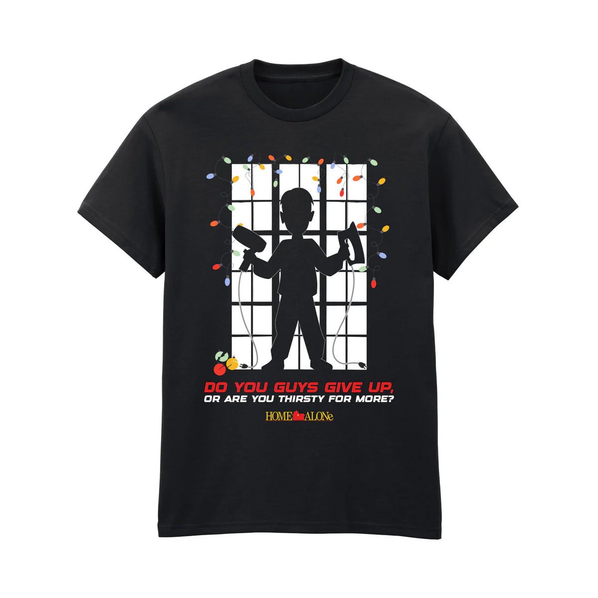 Black - Front - Home Alone Unisex Adult Window Christmas T-Shirt