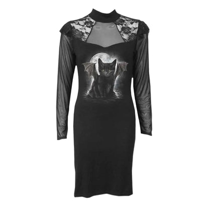 Black - Front - Spiral Direct Womens-Ladies Bat Cat Corset Dress