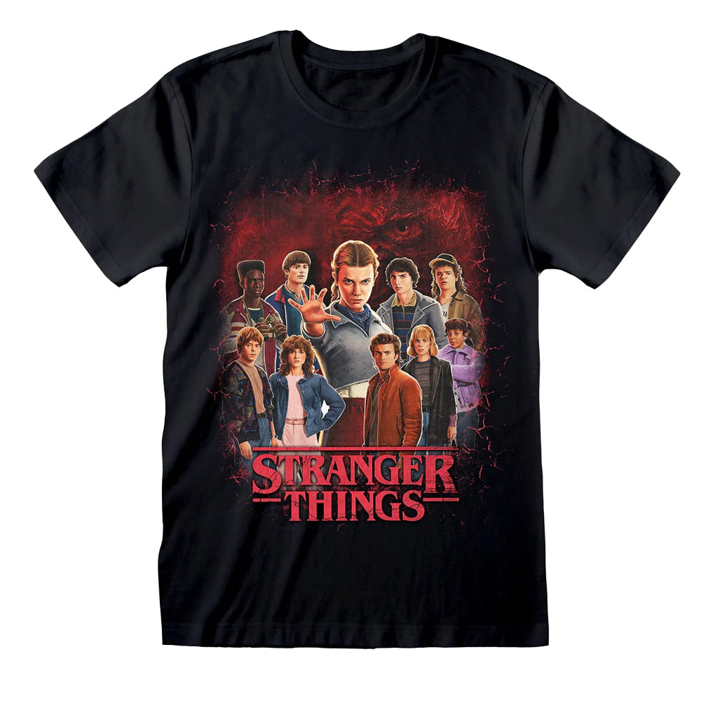 Black - Front - Stranger Things Unisex Adult Group of all Characters T-Shirt
