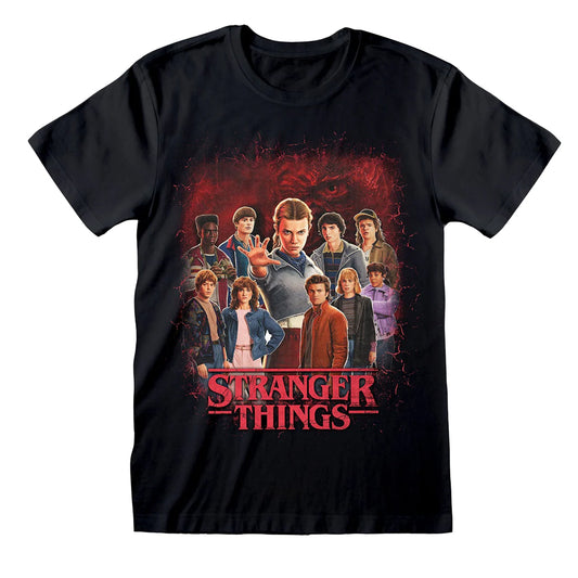 Black - Front - Stranger Things Unisex Adult Group of all Characters T-Shirt
