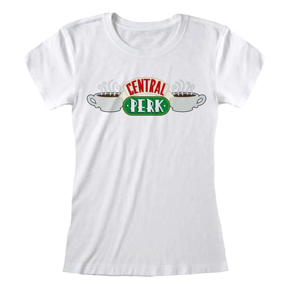 White - Front - Friends Womens-Ladies Central Perk Fitted T-Shirt