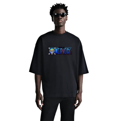 Black - Side - One Piece Unisex Adult Strawhat Pirates T-Shirt