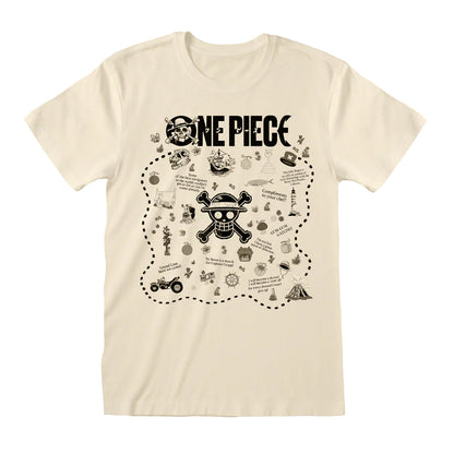 Natural - Front - One Piece Unisex Adult Treasure Map T-Shirt