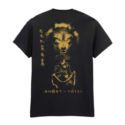 Black - Back - Ghost Of Yotei Unisex Adult Wolf Montage T-Shirt