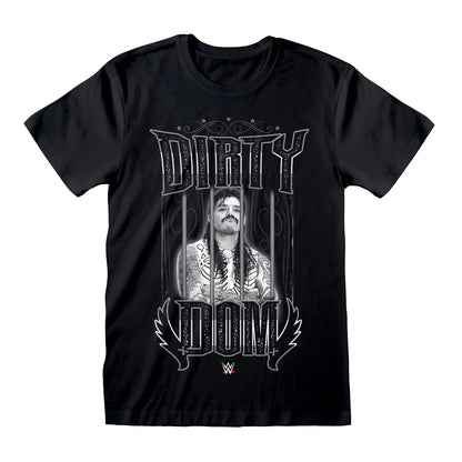 Black - Front - WWE Unisex Adult Dirty Dom Printed Regular T-Shirt
