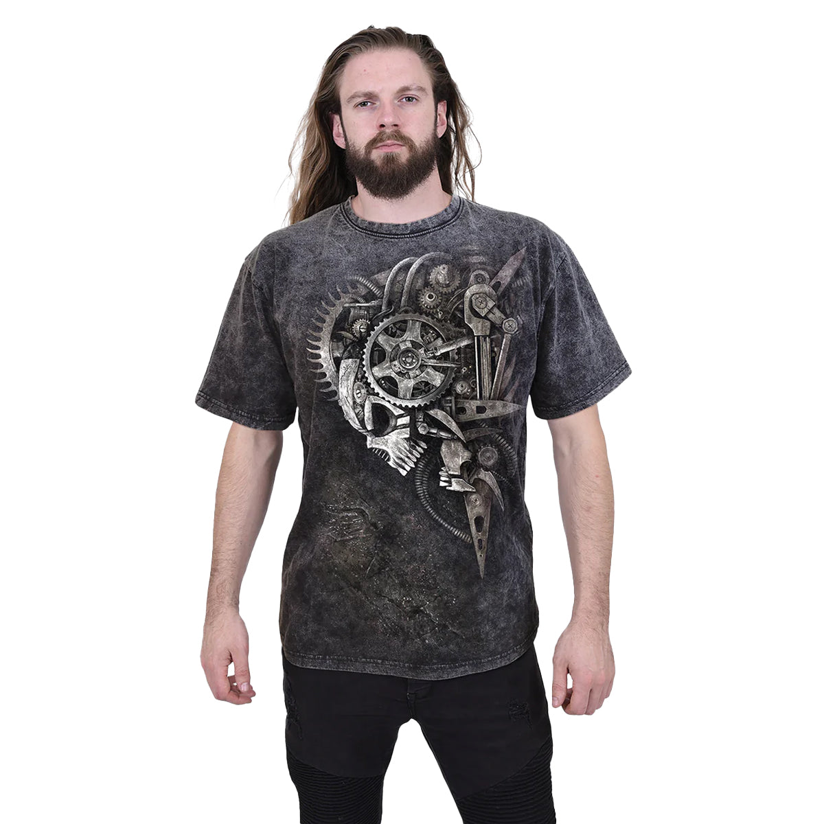 Black - Side - Spiral Unisex Adult Diesel Punk T-Shirt