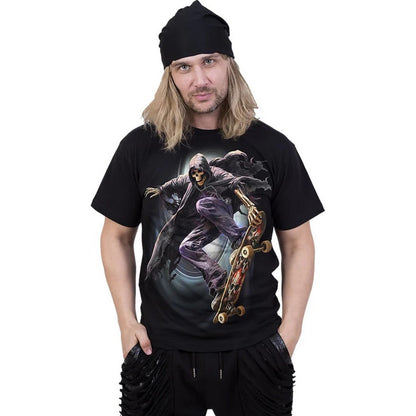 Black - Side - Spiral Unisex Adult Soul Boarder T-Shirt
