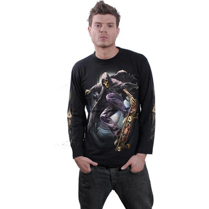 Black - Side - Spiral Unisex Adult Soul Boarder Long-Sleeved T-Shirt