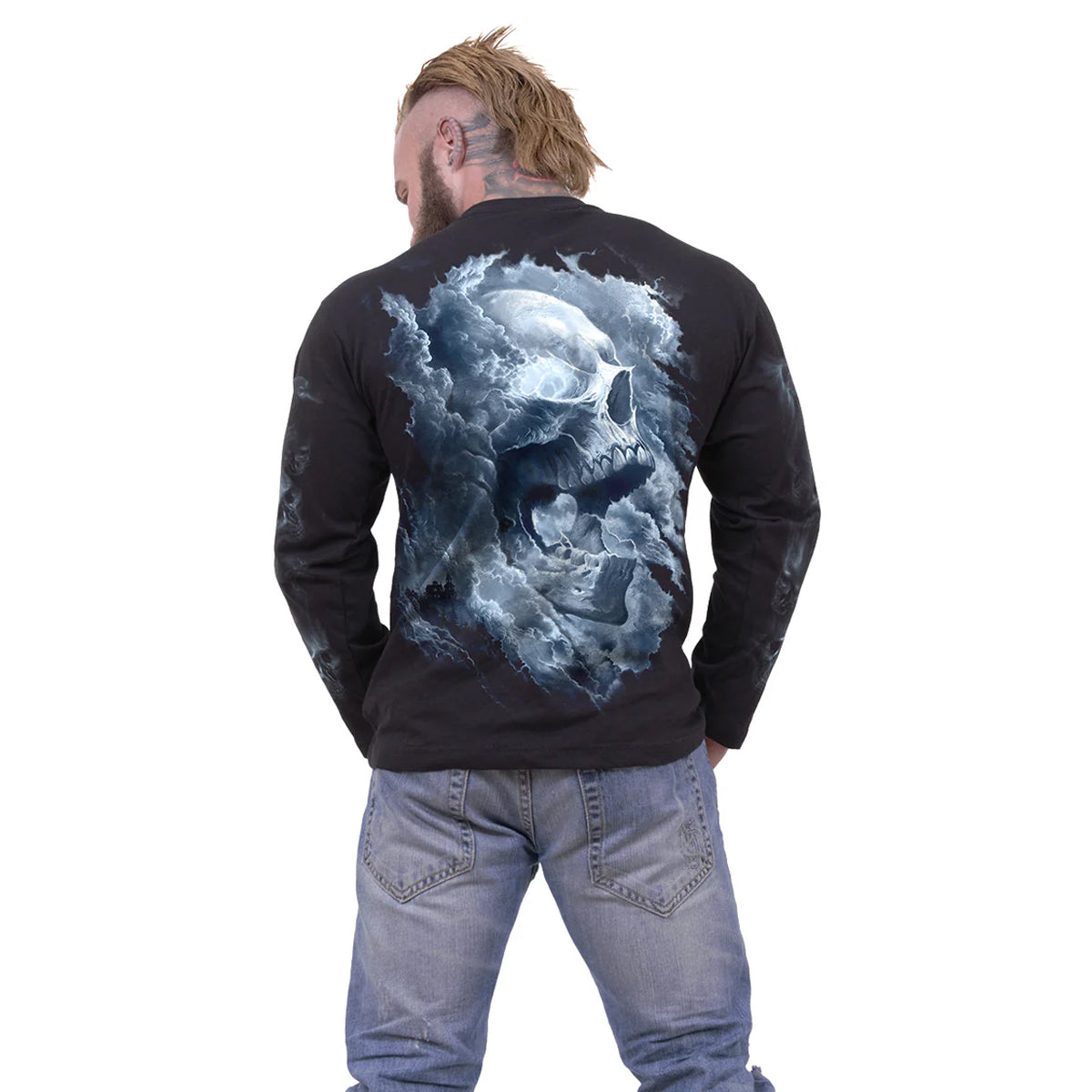 Black - Side - Spiral Direct Unisex Adult Grave Skies Long-Sleeved T-Shirt