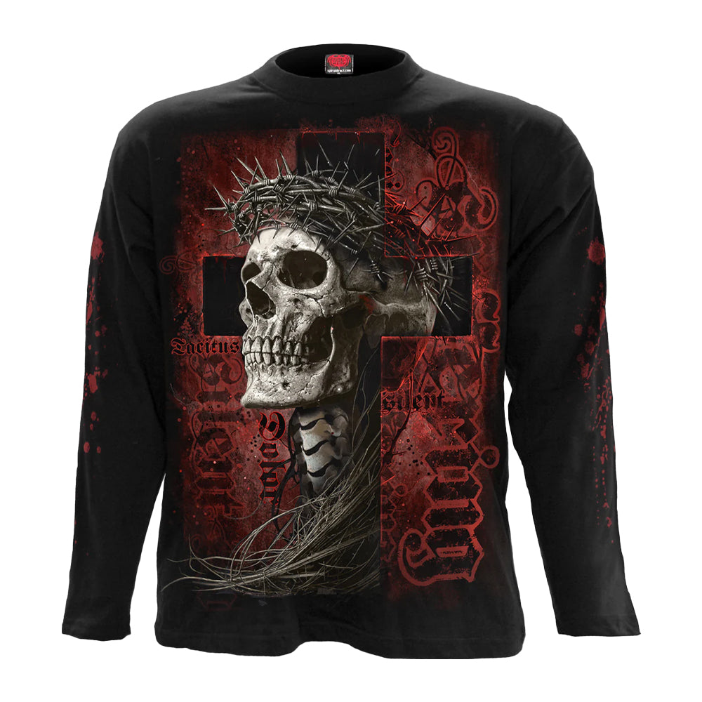 Black - Front - Spiral Direct Unisex Adult Silent Suffering Long-Sleeved T-Shirt