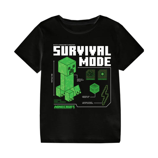 Black - Front - Minecraft Childrens-Kids Survival Mode T-Shirt
