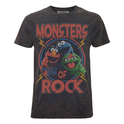 Black - Front - Sesame Street Unisex Adult Monsters Of Rock Heather T-Shirt
