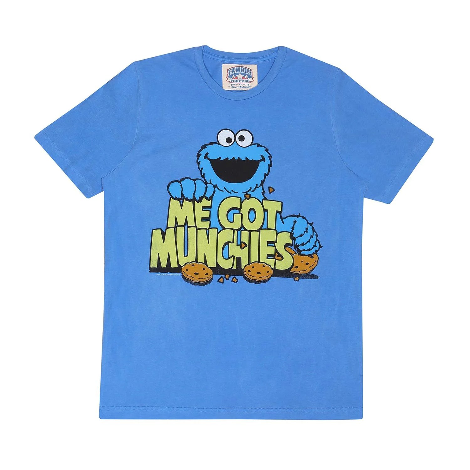 Mid Blue - Front - Sesame Street Unisex Adult Me Got Munchies Heather T-Shirt