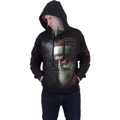 Black - Back - Spiral Direct Unisex Adult Naughty Or Nice Santa Christmas Hoodie