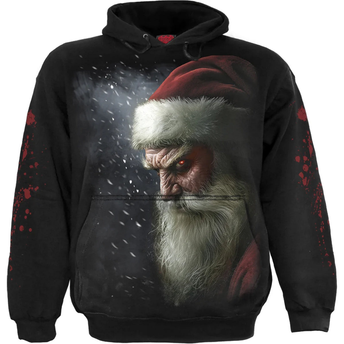 Black - Front - Spiral Direct Unisex Adult Naughty Or Nice Santa Christmas Hoodie