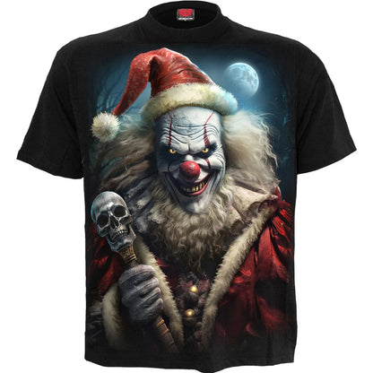 Black - Front - Spiral Direct Unisex Adult Naughty Or Nice Santa Back Print Christmas T-Shirt