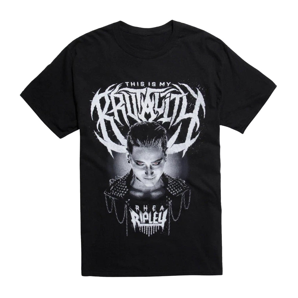 Black - Front - WWE Unisex Adult Rhea Brutality T-Shirt