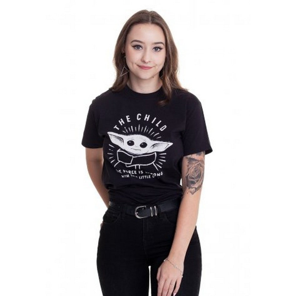 Black - Side - Star Wars: The Mandalorian Unisex Adult Force Is Strong T-Shirt