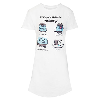 White - Front - Pusheen Womens-Ladies Guide To Relaxing T-Shirt