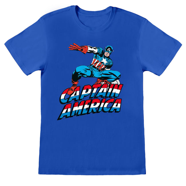 Blue - Front - Captain America Unisex Adult T-Shirt