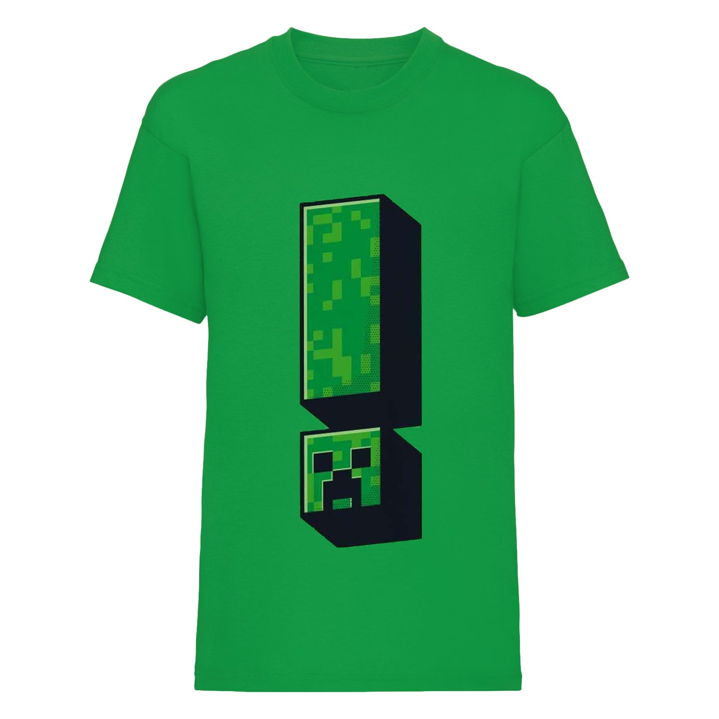 Green - Front - Minecraft Childrens-Kids Creeper Exclamation Point T-Shirt