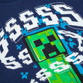 Navy - Side - Minecraft Childrens-Kids Creeper T-Shirt