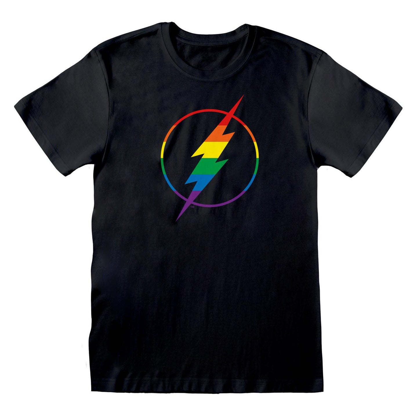 Black - Front - Flash Unisex Adult Pride Logo T-Shirt