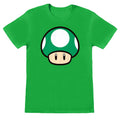 Green - Front - Super Mario Womens-Ladies 1 Up Mushroom Fitted T-Shirt