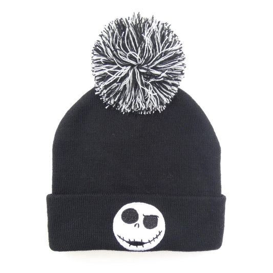 Black - Front - Nightmare Before Christmas Face Jack Skellington Beanie