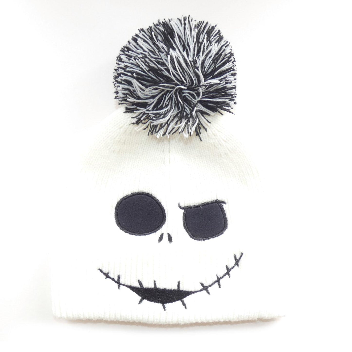 White - Front - Nightmare Before Christmas Jumbo Face Jack Skellington Beanie